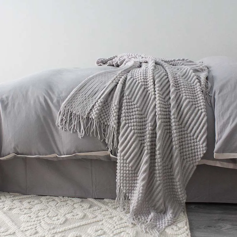 Лето-весна вязаные одеяла для кондиционера ворсовые одеяла в скандинавском стиле сплошной цвет хаки-серое одеяло для кровати, дивана250j