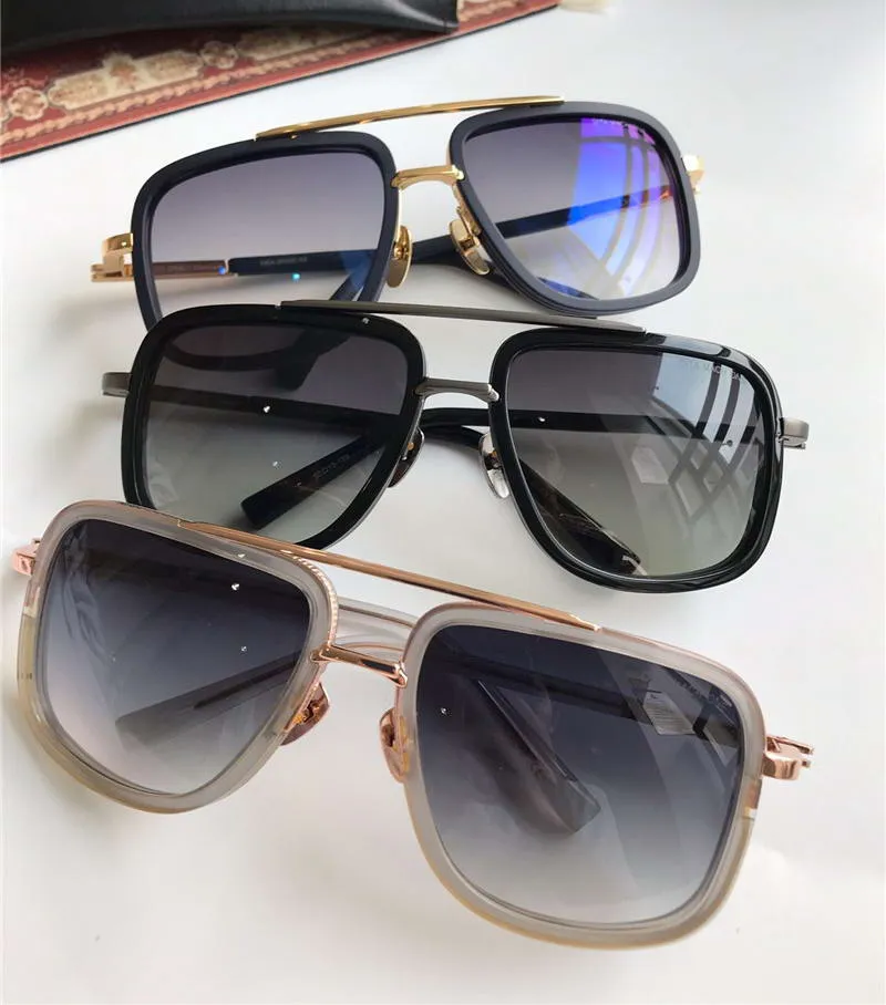 Hombres Mate Negro Oro Gafas de sol cuadradas Lentes de tonos grises Sonnenbrille Gafas de sol vintage Gafas Nuevo con caja255m