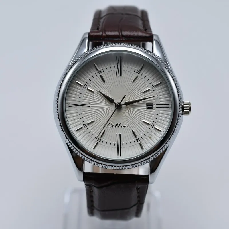 Na auto daty 40 mm luksusowy kwarc skórzany pasek męskie zegarki na całe okrągłe analogowe mężczyzn designerski zegarek upuść męskie nad ręką 324s