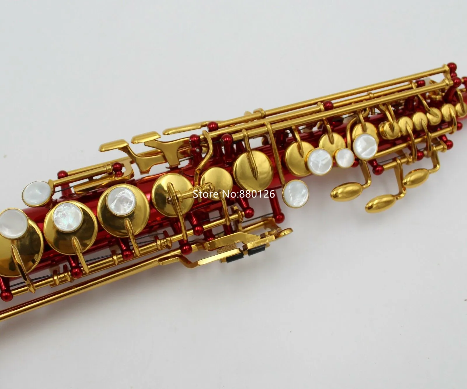 ソプラノサクソフォンBフラットレッドラッカーネックが作られたタイプのストレート楽器のプロフェッショナルで構築されています8133669