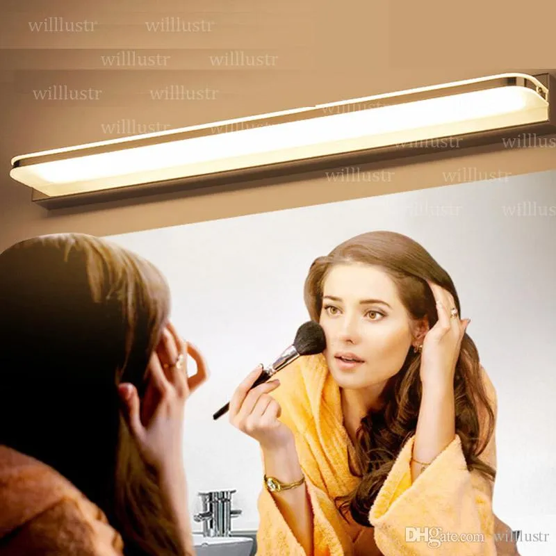 Applique en acier inoxydable LED miroir lumière el Restaurant salle de bain vestiaire Dressing minimaliste acrylique vanité éclairage 289l