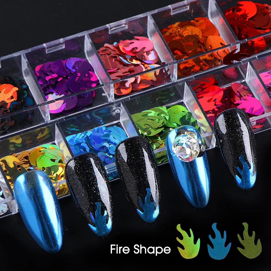 Holographic Fire Summer Nail Art Decoration Sticker Butterfly Circle Flakes 3D Sparkling Nails Sequins Diy Manucure Set 8362073