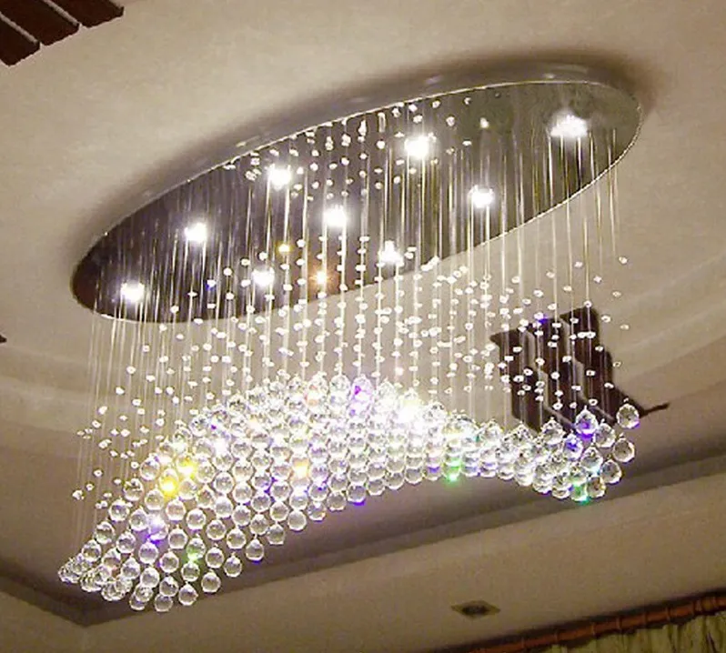 żyrandole owalne fala kurtynowa nowoczesne żyrandole kryształ lampa salon el oświetlenie 237J