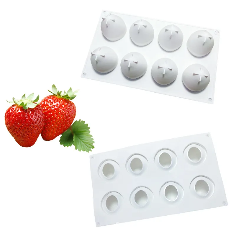 Chocolate silicone mold strawberry mousse cake ice cream jelly fruit baking soap candle mould 15 cavity