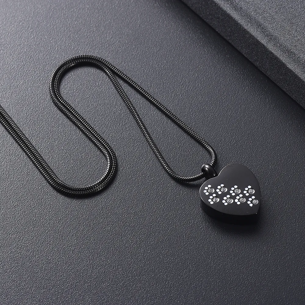 IJD8383 Крутое мужское ожерелье черного цвета, кулон для кремации в виде сердца для животных, держатель для человеческого праха, подарок на память, нержавеющая сталь, 270 г