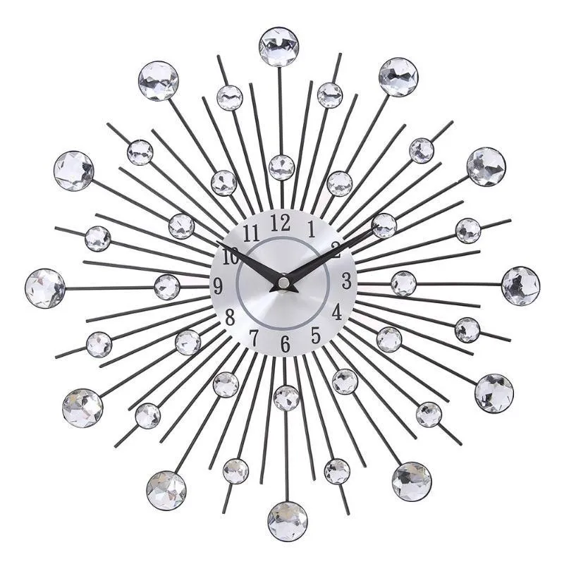 Mirror Sun Silver Wall Clocks Modern Design Metal Home Decor DI Y Crystal Quartz Clock Art Watch Y200110