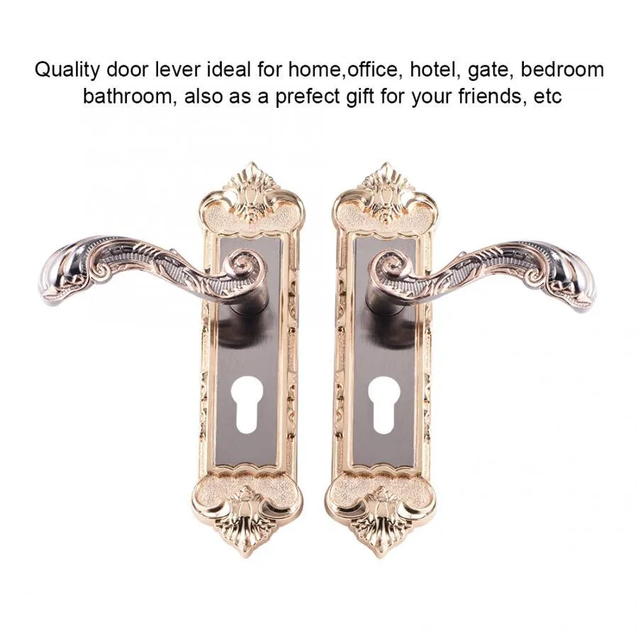 European Style Retro Door Handle Lock Aluminum Alloy Vintage Interior Bedroom lock Anti-theft Home Room Safety Door Locks T200111