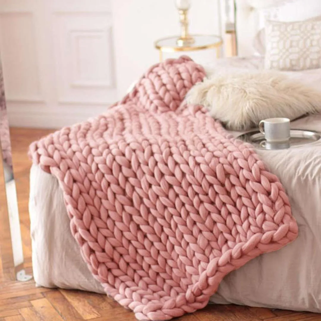 100x150cm quente artesanal lance blanke sofá cama grosso tricô cobertor linha de fio grosso volumoso lance edredons casa decor285o