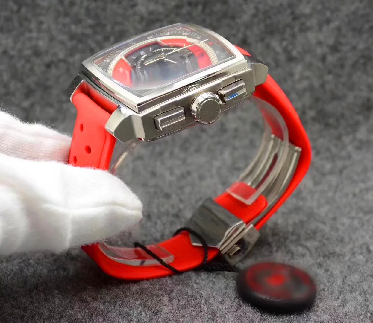 Luksusowe zegarki męskie zegarki 44 mm stali nierdzewne gumowy pasek Chronograph Business Life Wodoodporny kwarc na rękę SILV2569