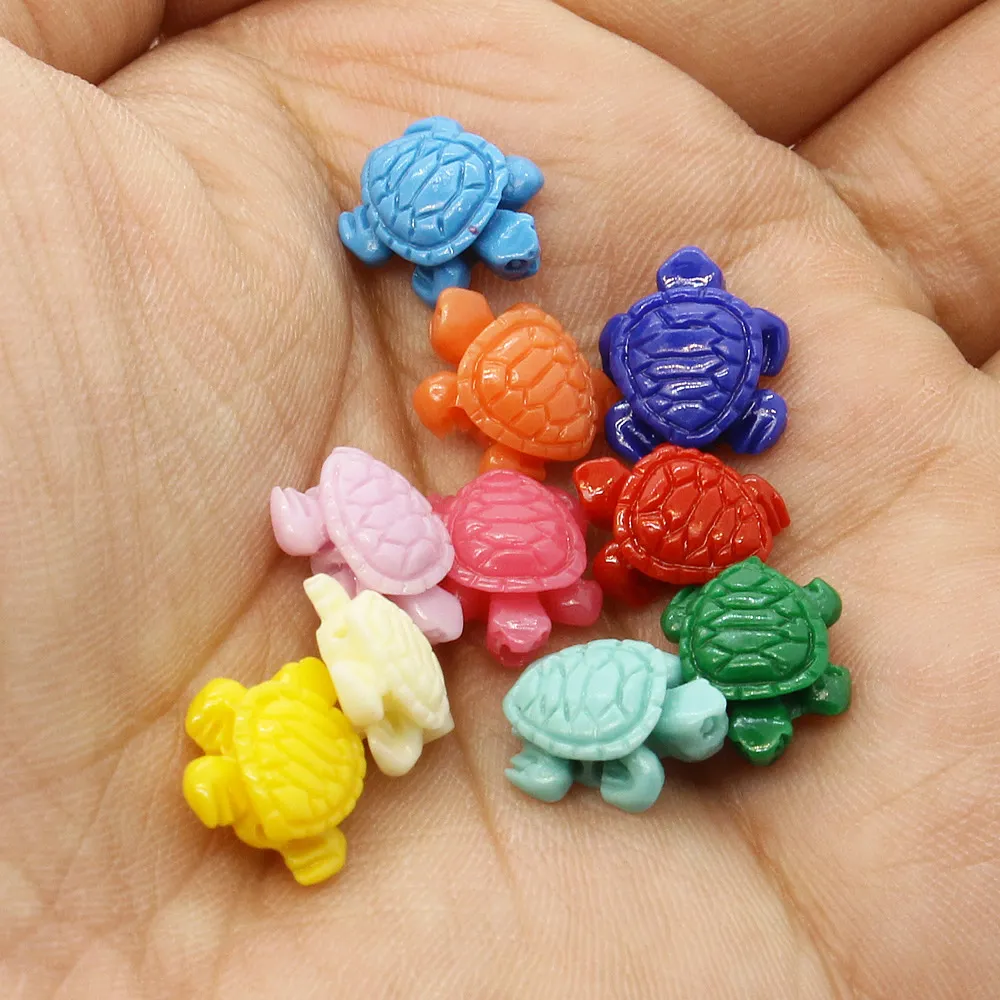 Mix Color Carving Little Seeturtle Korallenperlen 12 mm losen kleinen Schildkröten Korallenperlen DIY -Schmuck machen Accessoires262b