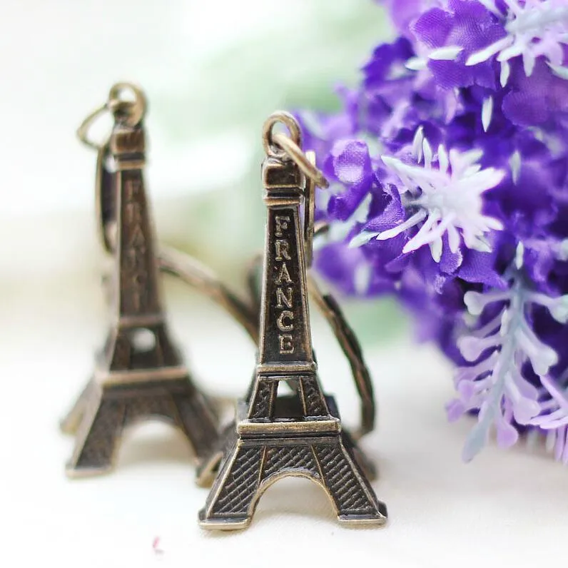Eyfel Tower Anahtarlık Retro Bronz Mini Dekorasyon Torre Paris Turu Eiffel Anahtar Zincir Anahtar Tutucu Anahtar Yüzük Kadın Çanta Çorap Çekme G349J
