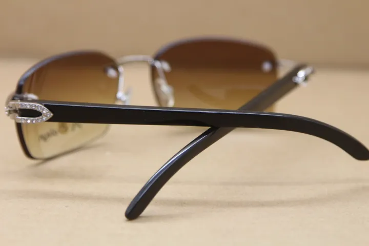 Całe okulary przeciwsłoneczne T8200497 Big Diamentowe okulary przeciwsłoneczne Mężczyźni Czarne szklanki rogu bawołów ramy 264S