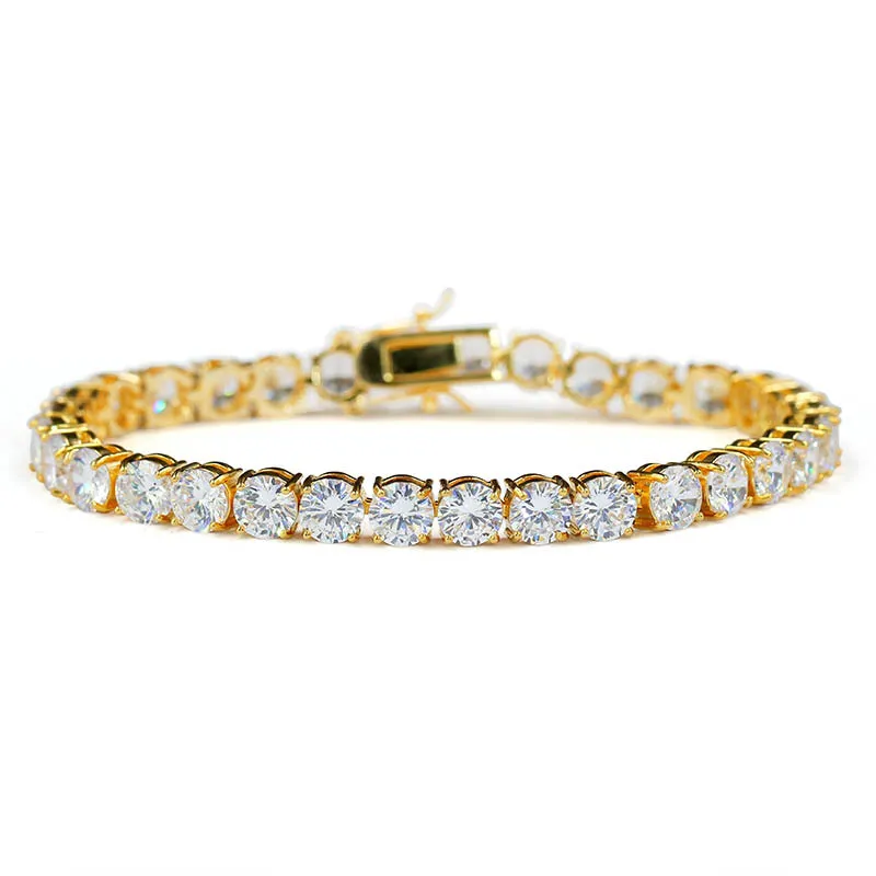 Bracelets de Tennis Hip Hop en Zircon blanc brillant, plaqué or 24 carats, bijoux 266n, 3, 4, 5mm