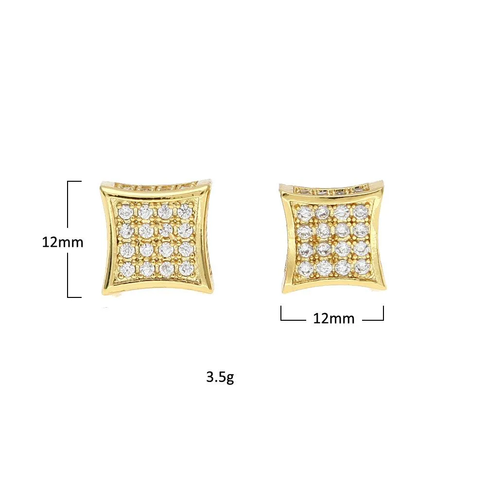 Nieuwe Heren Sieraden Stud Oorbellen Hip Hop Zirconia Diamond Fashion Koper Wit Goud Gevuld Crystal Earring280n