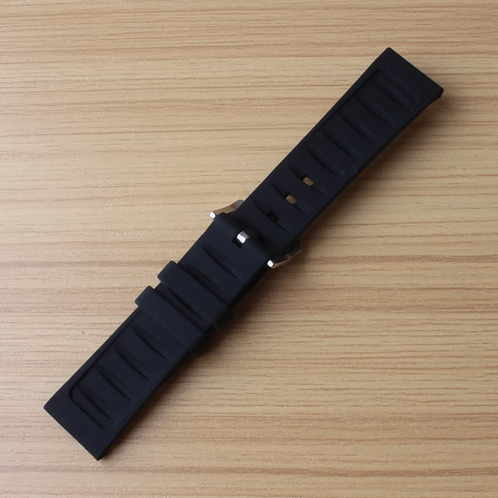 Black WatchBands 12mm 14mm 16mm 18mm 19mm 20mm 21mm 22mm 24mm 26mm 28mm Silicone Rubber Watch Straps Steel Pin Buckle Soft Watch B2358