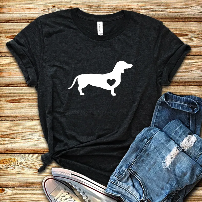 Tekkel Liefde Hond T-shirt Doxie Shirt Wiener Hond Shirt Streetwear Tumblr T-shirts Vrouwen Causal Katoen Grafische Tee Harajuku Top Y19072701