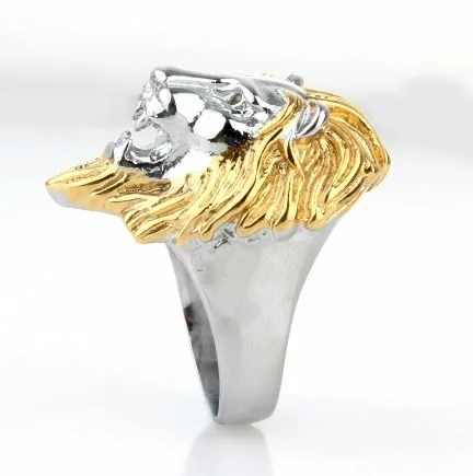 Bijoux vintage entièrement domineur lion hing ring Europe and America Cast lion king ring gold argent us taille 7-152380