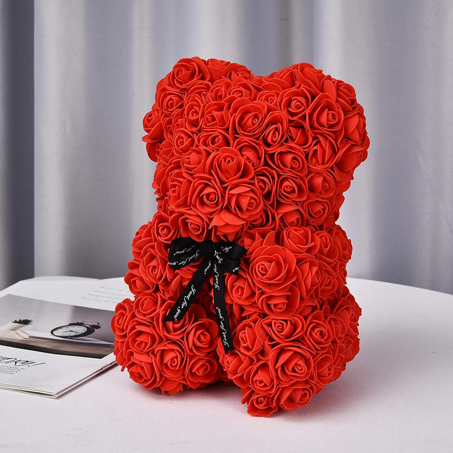 Rozenbloembeer volledig geassembleerd 10 inch hugz beer kunstmatige bloemen cadeau voor moederdag valentijnsdag jubileum bruidsshow5391327