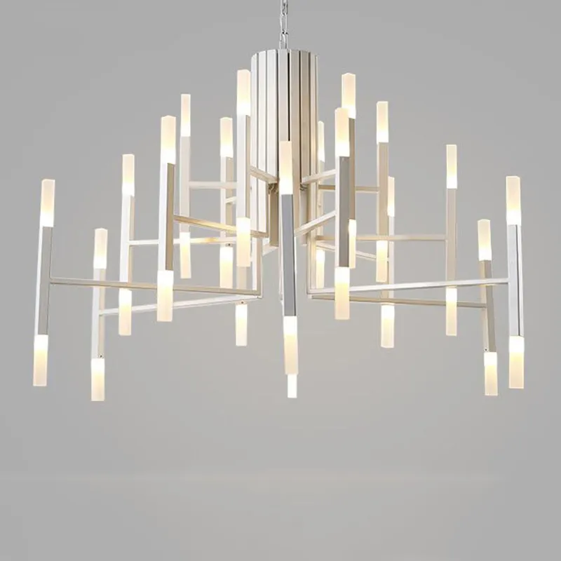 Nordic postmodern LED art villa chandelier living room lobby restaurant gold chandelier creative personality tube lights253i