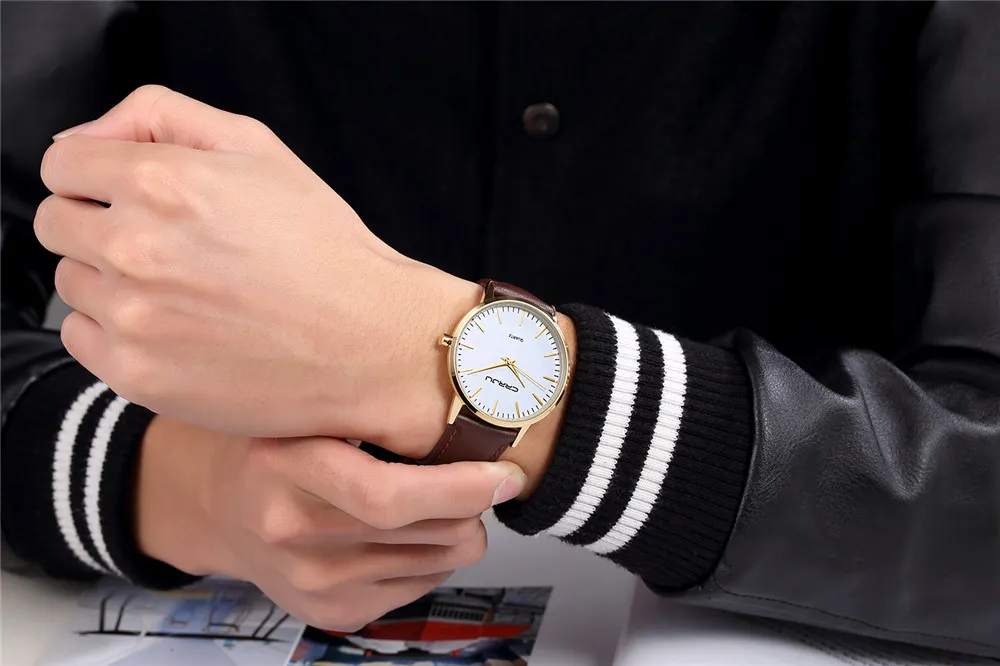 CRRJU – montre à Quartz Ultra fine pour hommes, 7mm, marque de luxe, mode décontractée, sport, affaires, cuir, Watc223o