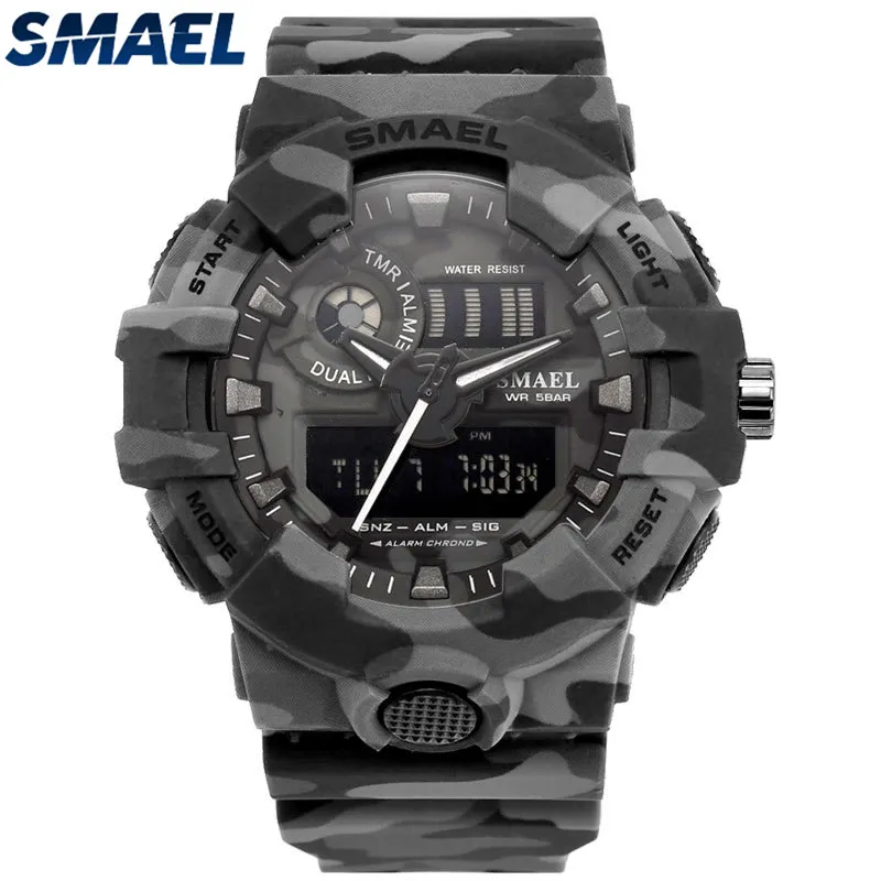 Smael Brand Fashion Camouflage Military Digital Quartz Watch Men Men imperméable THOCK SPORTS OUTDOOR Montres pour hommes Relogo Masculino Y1304B