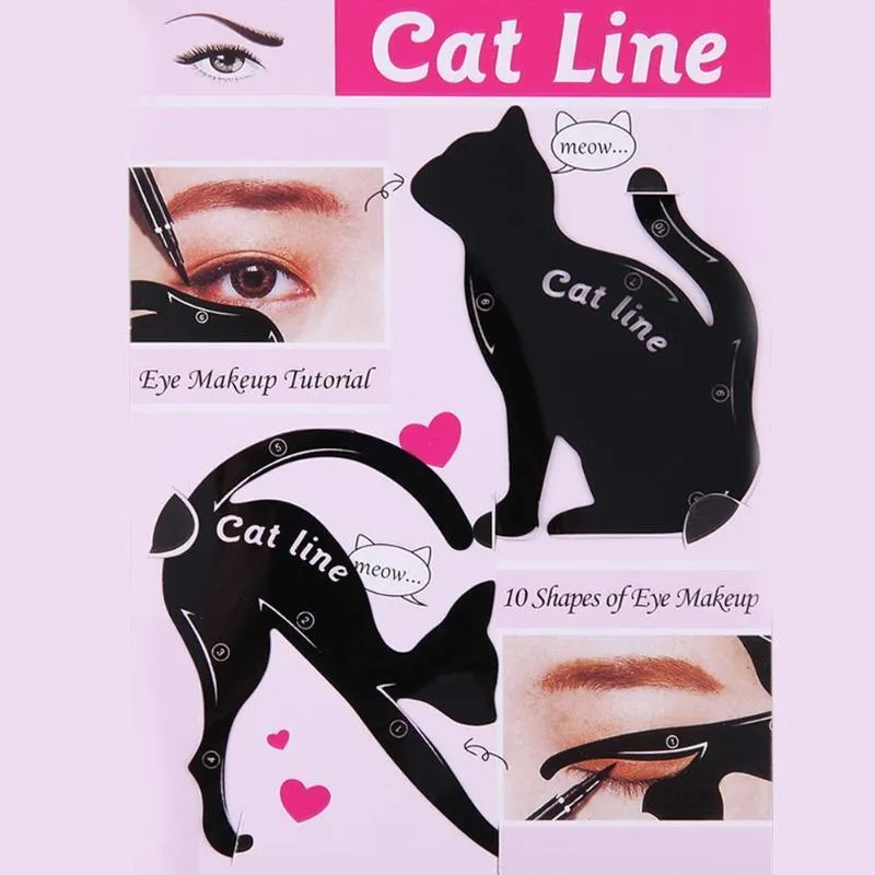 Hot / Set Beauty Brwi Mold Cat Eye Makeup Narzędzie Eyeliner Wzornik Makeup Brwi Modelki znaczek Karta szablon dla kobiet Dziewczyna