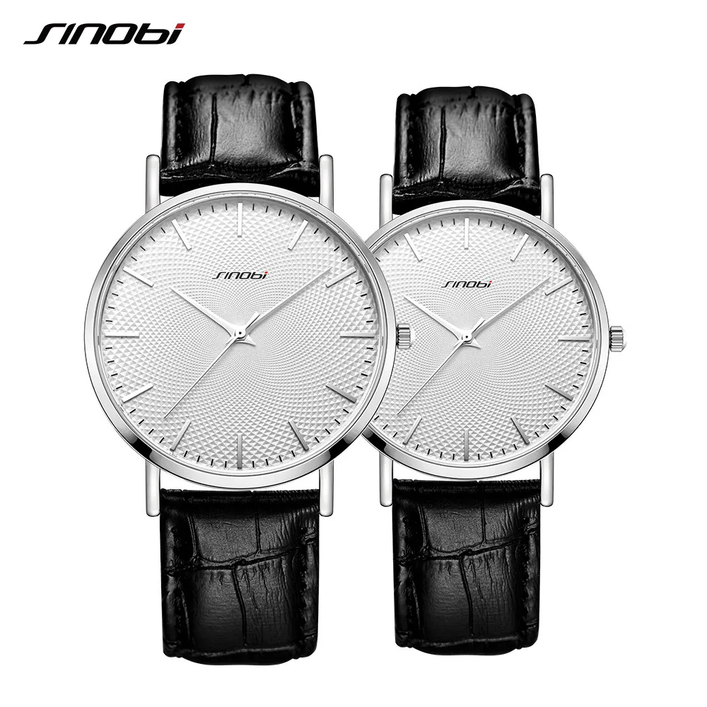 Sinobi conjunto casal relógios topo de luxo quartzo mans relógio banda aço inoxidável ultra-fino quartzo tempo relógio de pulso reloj mujer3222