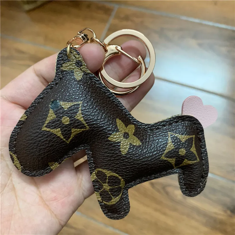 New Brand Keychains Ring PU Leather Cartoon Flower Pattern Horse Design Fashion Car Key Chain Holder Animal Bag Charm Jewelry Acce2837