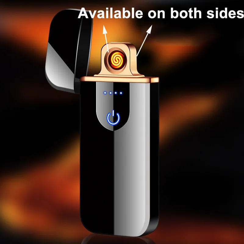 USB Зажигалка с сенсорным датчиком отпечатков пальцев, умные зажигалки, электрическая перезаряжаемая беспламенная зажигалка для сигарет, мини ветрозащитный1128199