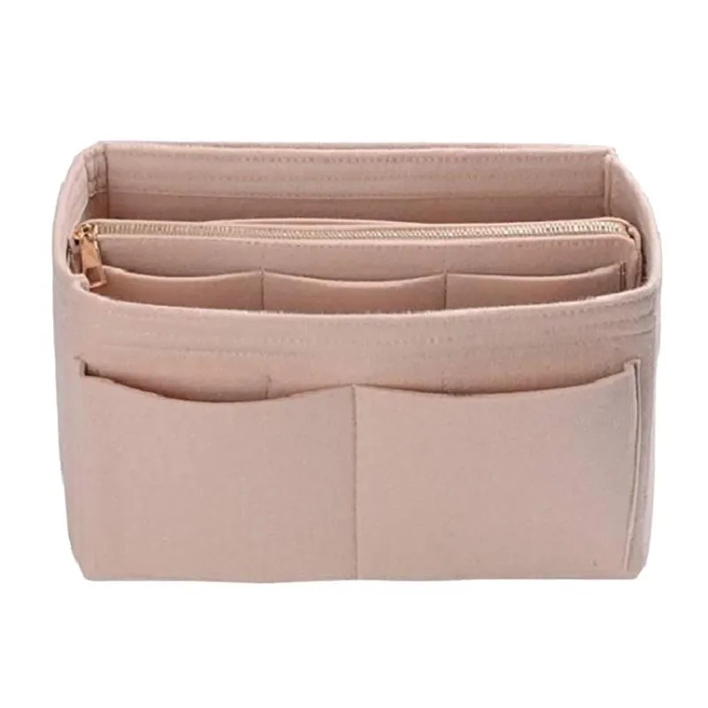 Femmes Fille Portable Feutre Tissu Sac À Main Feutre Insert Sac Multi Poches Sac À Main Bourse Organisateur Titulaire Maquillage Voyage Liner Pouch1239D