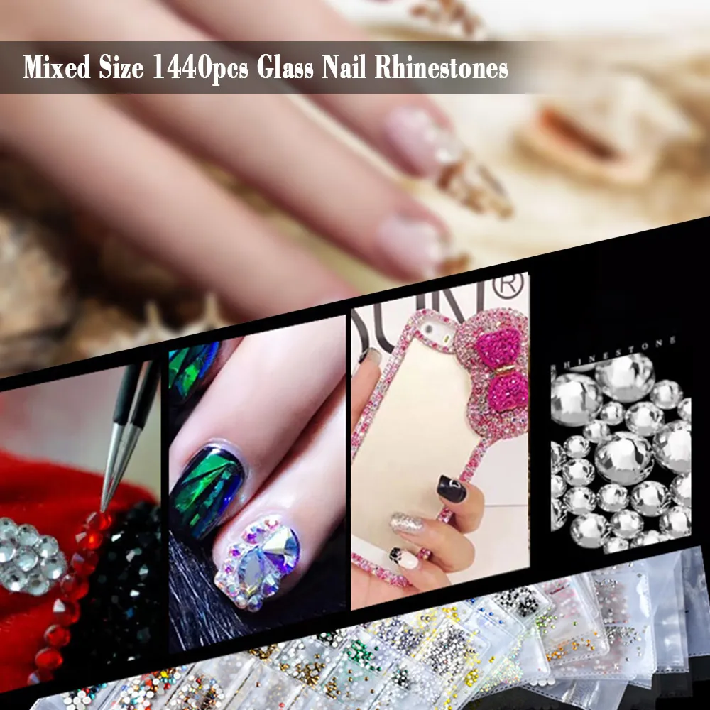 Opaal Kristal Nail Art Strass Charme Glas Plaksteen Niet Gemengde Grootte 3d Diy Sieraden Sticker Decoraties9358294