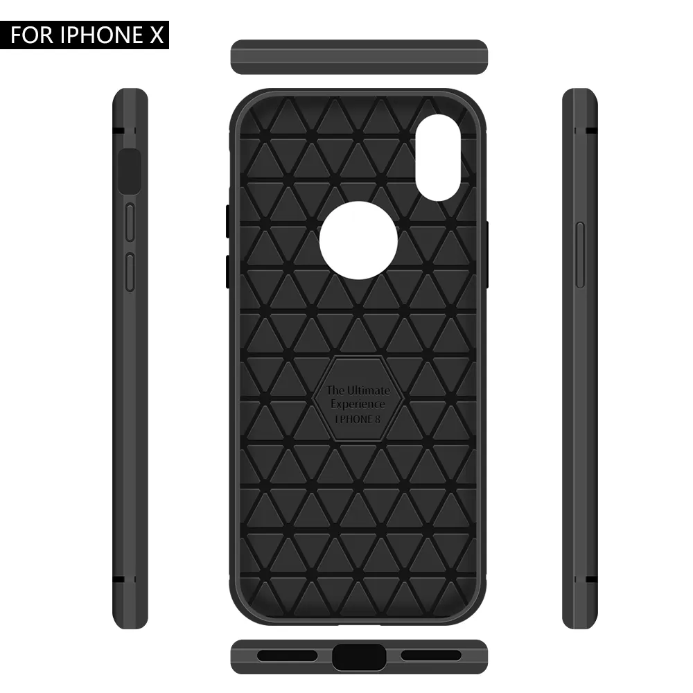 Carbon Fiber Cases For iPhone 14 13 12 mini 11 Pro Xs Max 8 7 6s Plus TPU Rubber Phone Cover