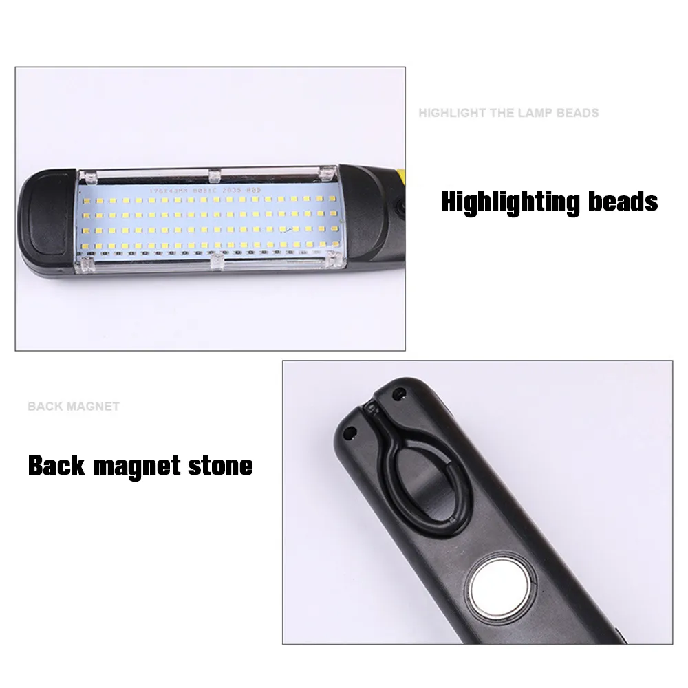 Portable Super Bright Safety LED Emergency Work Light COB 80 LED Magnetic Car Inspection Repair Handheld Work Lamp Hangable4247361