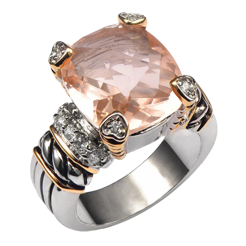 Ring House Morganite 925 prata esterlina anel de alta quantidade para homens e mulheres tamanho 6 7 8 9 10 F14412275