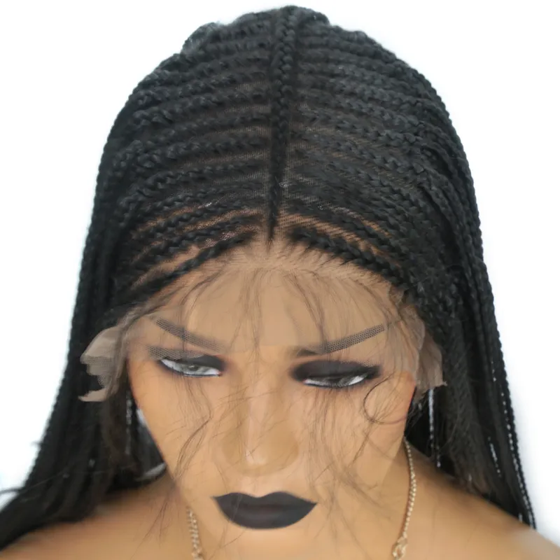 Lange Box Braids Geflochtene Perücken Hitzebeständige Perücke Leimlose synthetische Lace-Front-Perücke für Frauen mit Babyhaar Cosplay-Perücken8379164