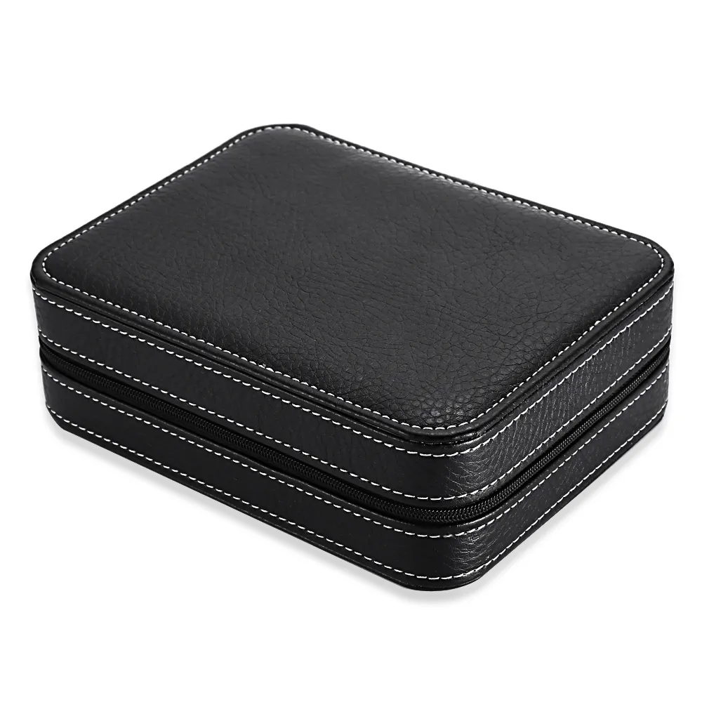 4 Grids PU Leather Watch Box Travel Storage Case Zipper Wristwatch Box Organizer Holder For Clock Watches Jewelry Boxes Display340D