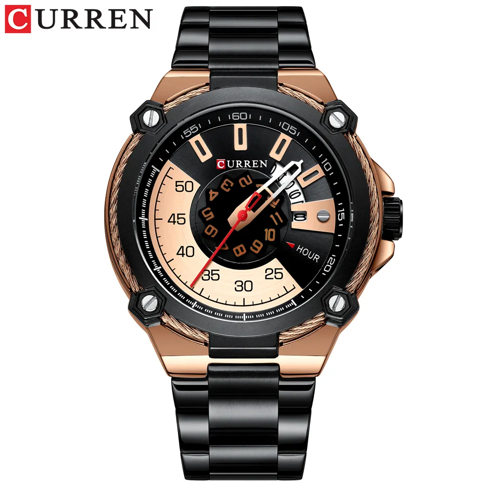 CURREN Design montres montre pour hommes horloge à Quartz mâle mode montre-bracelet en acier inoxydable avec Date automatique casual affaires nouveau Wat224E