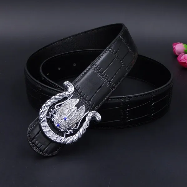Elegant svart diamant cikada djur män designer bälte krokodil läder ny mode lyxig glittrande 3d slät spänne 125cm225c