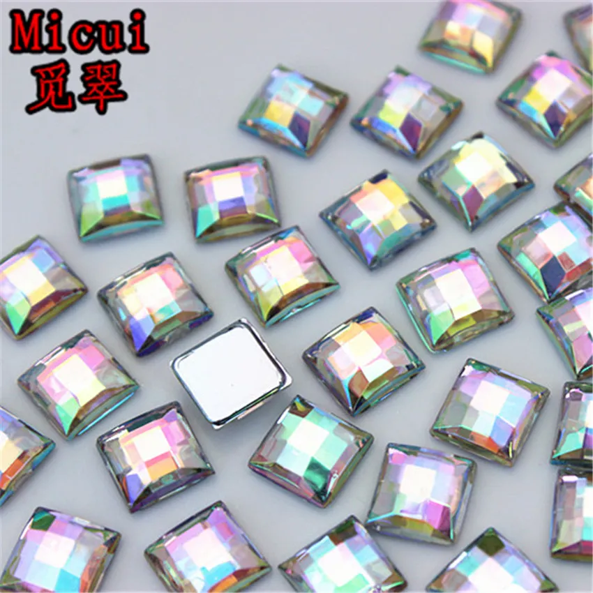 MICUI 8 mm Crystal Mix Couleur en acrylique strass à plat Gemmes carrés Stone Strass pour vêtements Robe Craft ZZ714267K