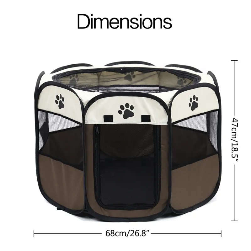 Draagbare Opvouwbare Pet Carrier Tent Hondenhok Kinderbox Multifunctionele Kooi Hond Eenvoudige Bediening Achthoek Hek Ademend Kat Tent C19021301