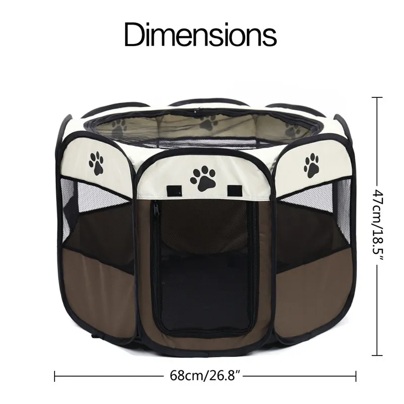 Tragbares, zusammenklappbares Transportbox-Zelt für Hunde, Laufstall, multifunktionaler Käfig für Hunde, einfache Bedienung, achteckiger Zaun, atmungsaktives Katzenzelt C19021301