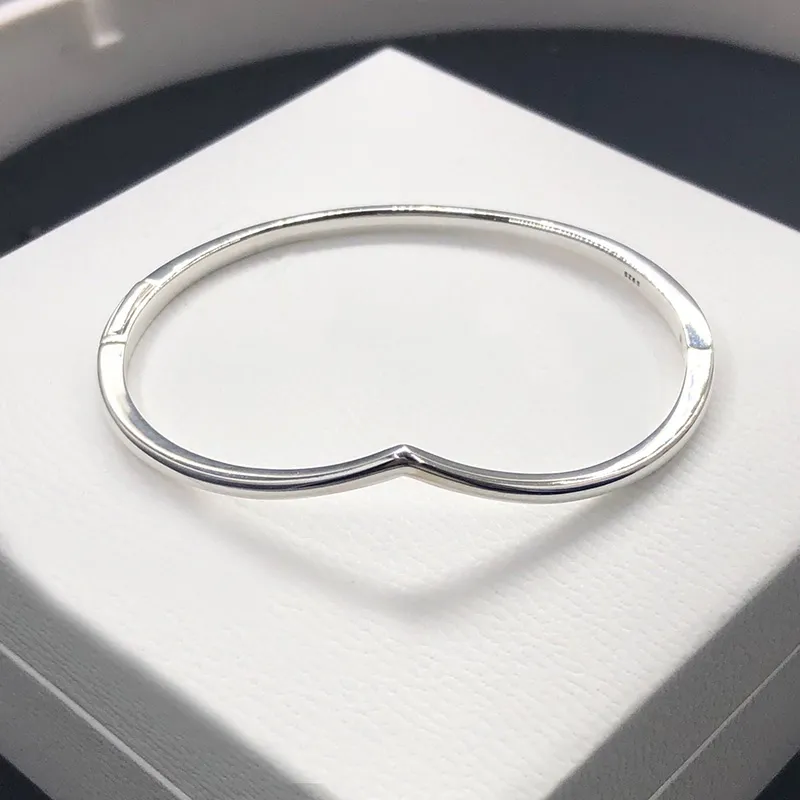 Novo polido wishbone pulseira sólida 925 prata esterlina pulseira de alta qualidade caixa fshion presente jóias feminino meninas pulseira sets265r