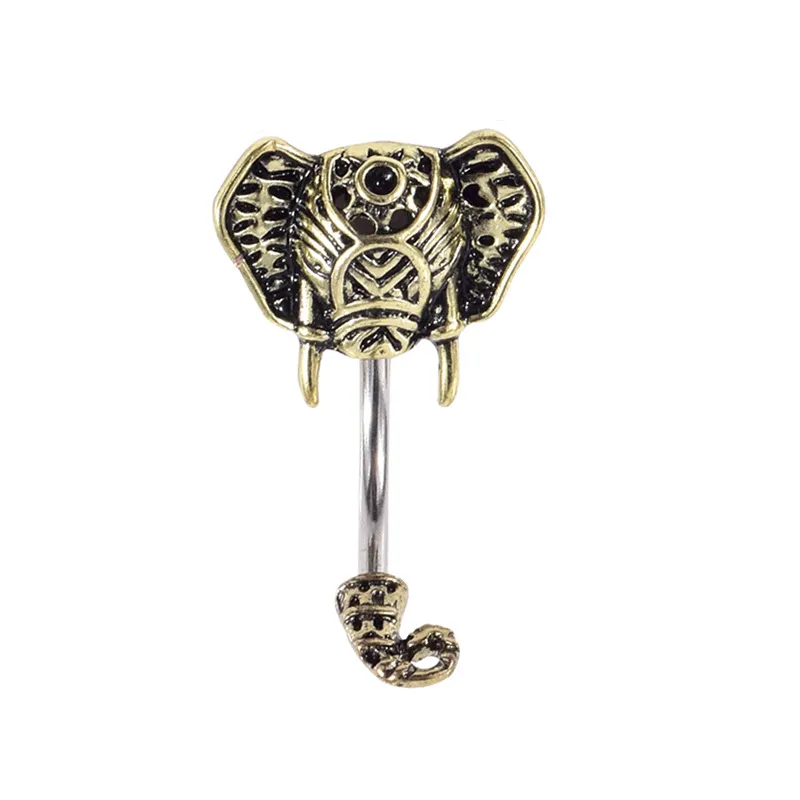 Sexy vintage éléphant animal Wasit danse du ventre cristal bijoux de corps en acier inoxydable nombril cloche bouton Piercing anneaux pour les femmes