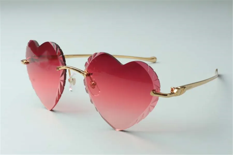 -vente directe de haute qualité nouvelles lunettes de soleil à verres coupants en forme de coeur 8300687 branches léopard en métal taille 58-18-140mm250K