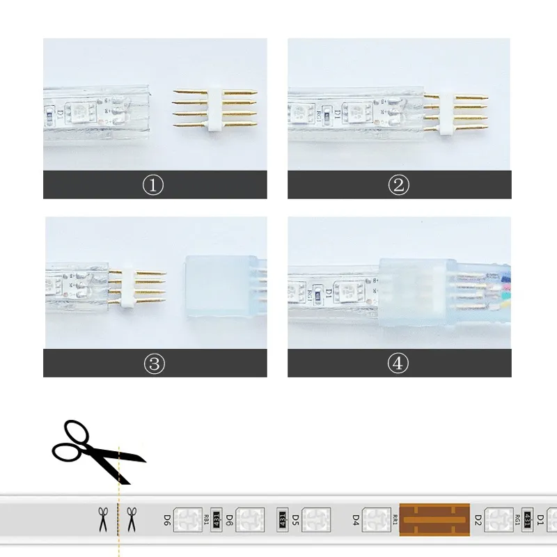 RGB AC 110 V LED-strip Buiten Waterdicht 5050 SMD Neon Lichtslang 60 LEDs M Met STROOMVOORZIENING Knipbaar op 1 meter via op voorraad324N