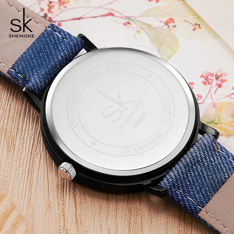 Shengke Casual Watches Women Girls Denim Canvas Belt Women Wrist Watch Reloj Mujer New Creative Female Quartz Watch265q