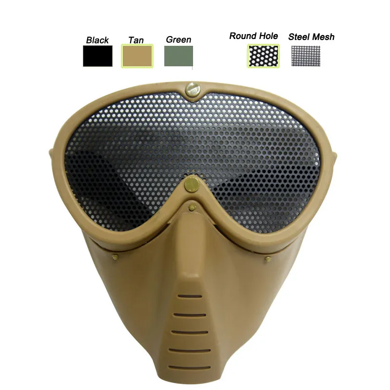 Outdoor Equipment Tactical Airsoft Mask Shooting Face Protection Gear Metal Steel Wire Mesh Full Face Bee Style NO03-203