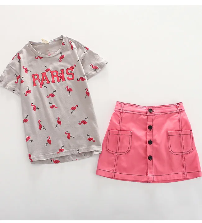 Nouvelles filles d'été couverture en coton coton T-shirt Jeans shorts deux pièces ensemble enfants tenues Costumes ensemble fille 6 8 10 12 14 ans T608428987