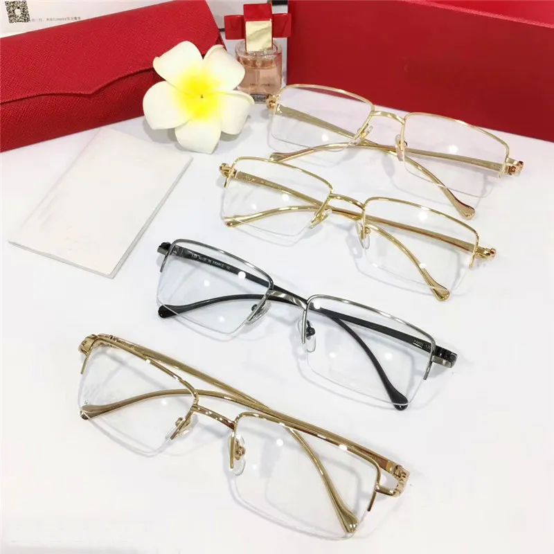 Óculos ópticos com design de armação totalmente nova moda 5634296 retrô metal halfframe lente transparente animal vintage clássico claro eye237n
