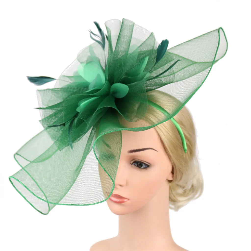 Party Headband 2019 Fascinator Hat Flower Feather Mesh Tea Party Hairband For Women T20062029423602412